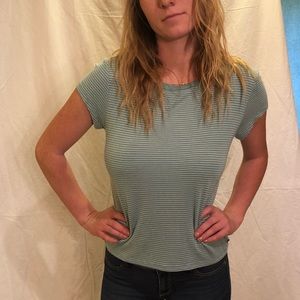 Fitted stripped sky blue T-shirt